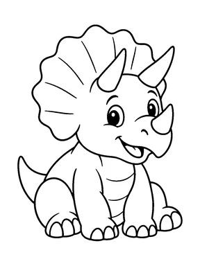 A friendly triceratops sitting down.